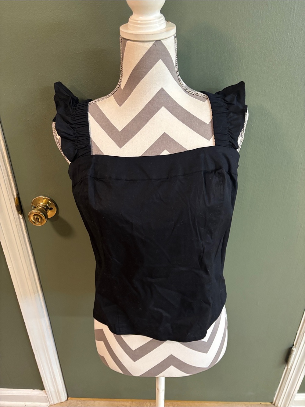 Lovesick Black Ruffled Strap Square Neck Tank